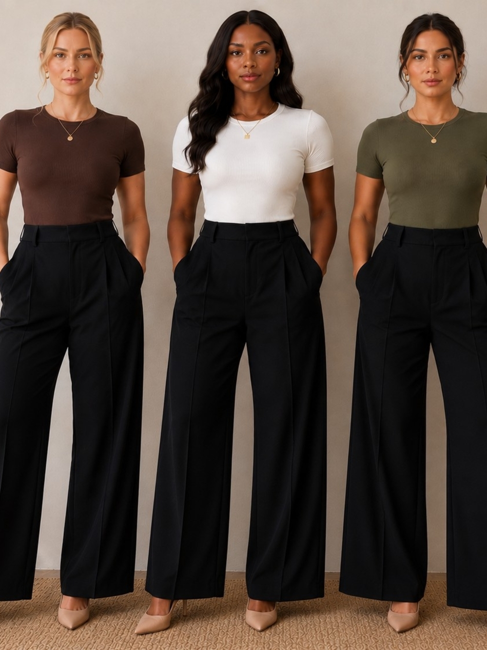 XL Classic Wide-Leg Dress Pants - Black - Picture 3 of 14